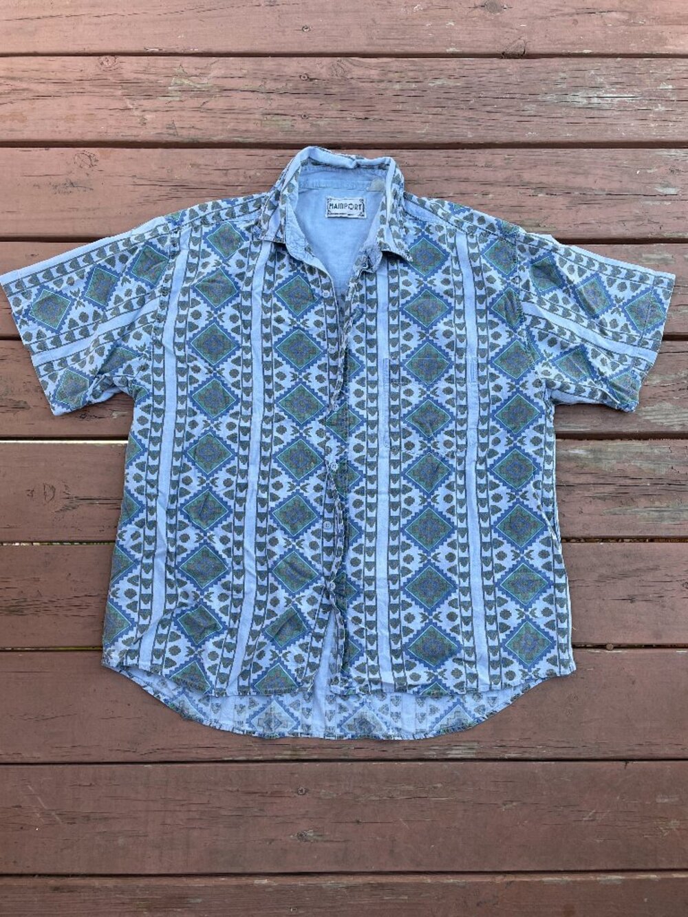 MainPort - True Vintage Blue Fishing/Boat Shirt - Size L
